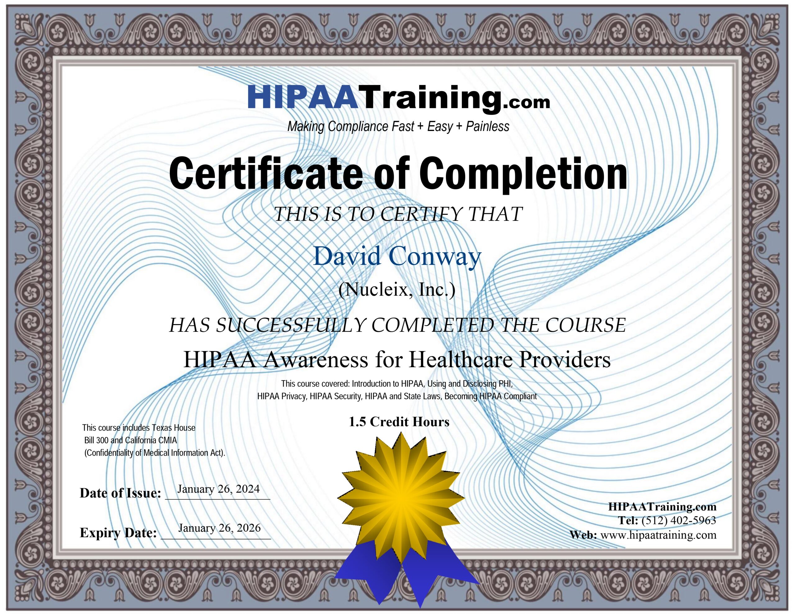 HIPAA_Awareness_for_Healthcare_Providers_Certificate_for_David_Conway_page-0001